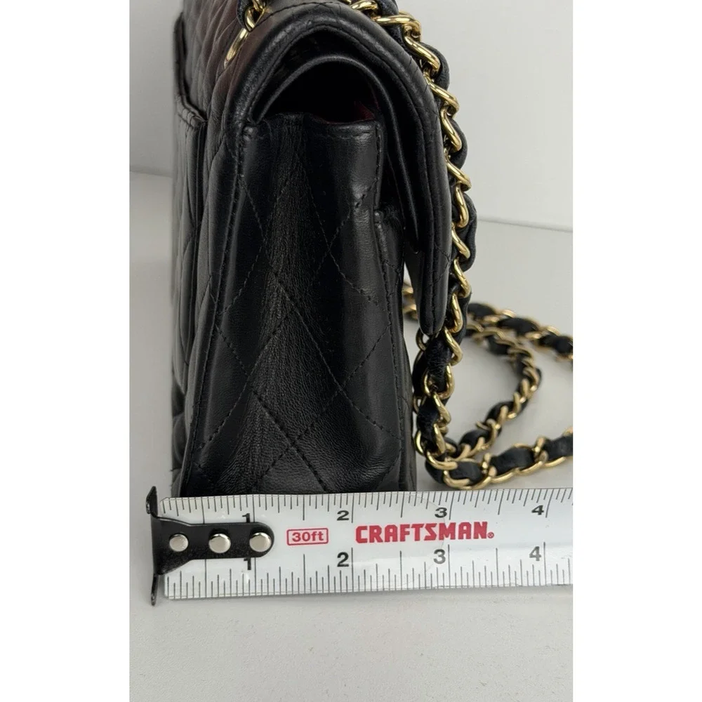 CHANEL Shoulder Bag Double Flap Small Black Quilted Leather 2009-2010 U2 - Picture 7 of 15